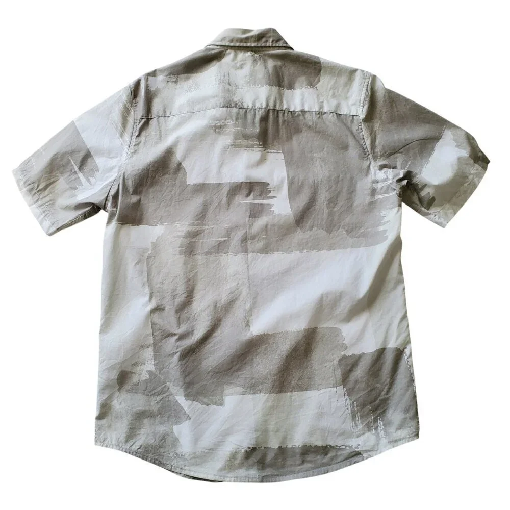 ALFANI All Cotton Painted Blocks Regular-Fit Stretch Printed Button-Down Shirt M - Picture 5 of 13